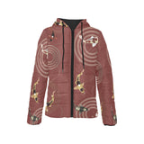Koi Fish Carp Fish red background Women's Padded Hooded Jacket