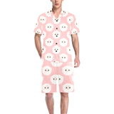 Cute sheep pattern Men's V-Neck Short Pajama Set