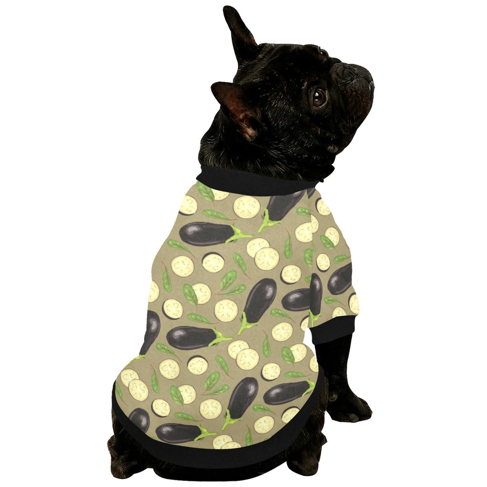 Eggplant Pattern Print Design 02 All Over Print Pet Dog Round Neck Fuzzy Shirt