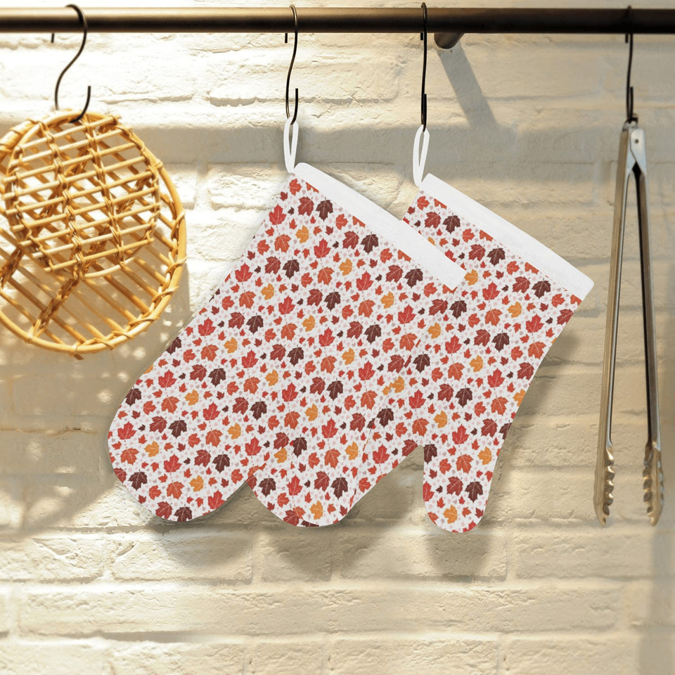 Colorful Maple Leaf pattern Heat Resistant Oven Mitts
