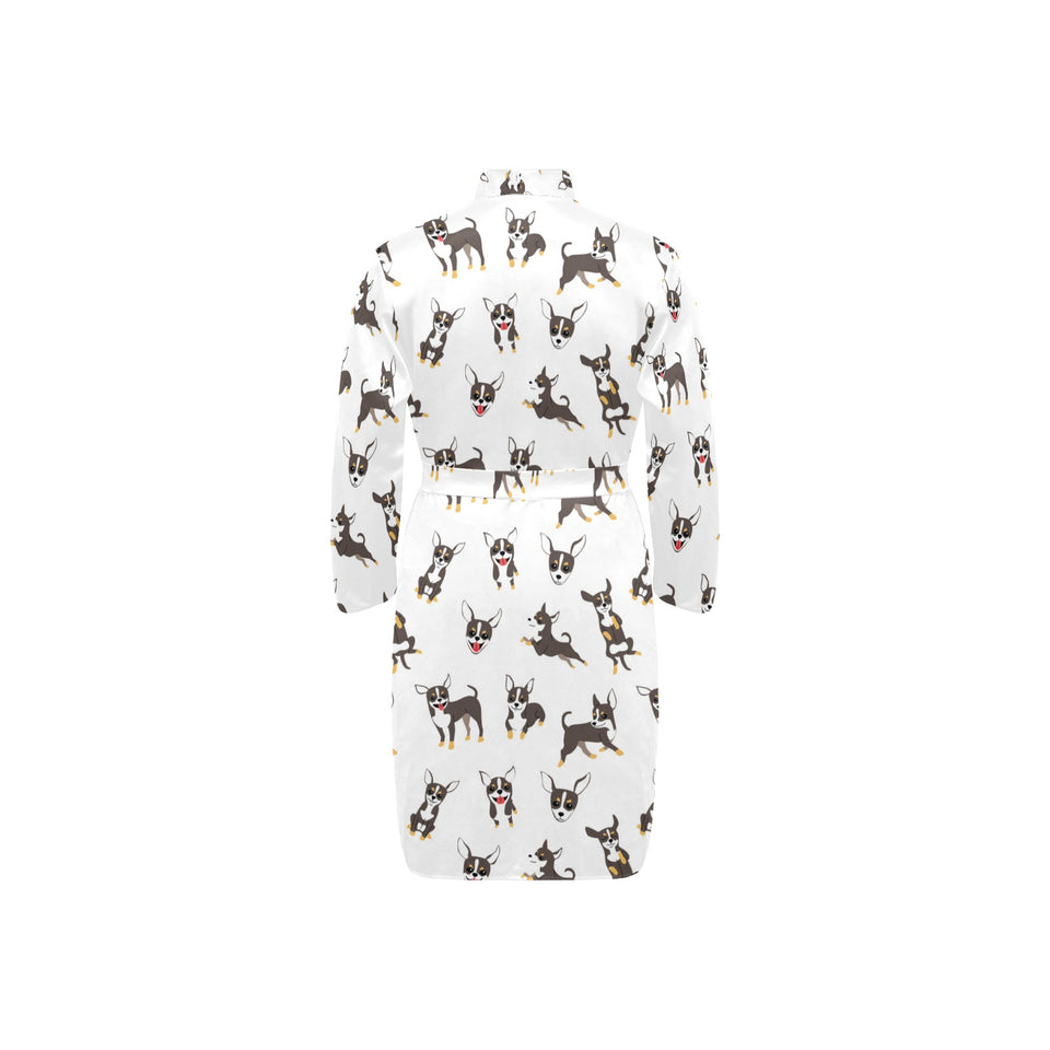 Chihuahua dog pattern Men's Long Sleeve Belted Night Robe