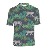 white bengal tigers tropical plant Men's All Over Print Polo Shirt
