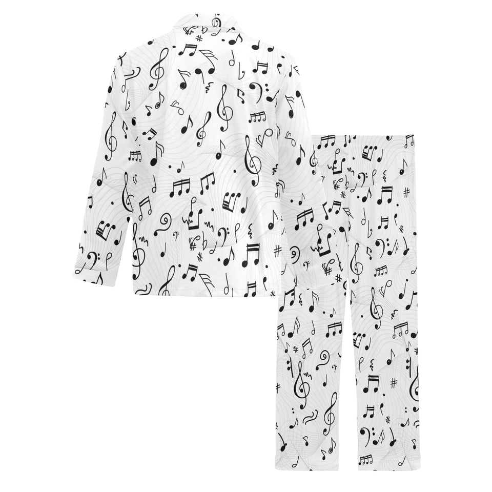 Music Notes Pattern Print Design 04 Men's Long Pajama Set