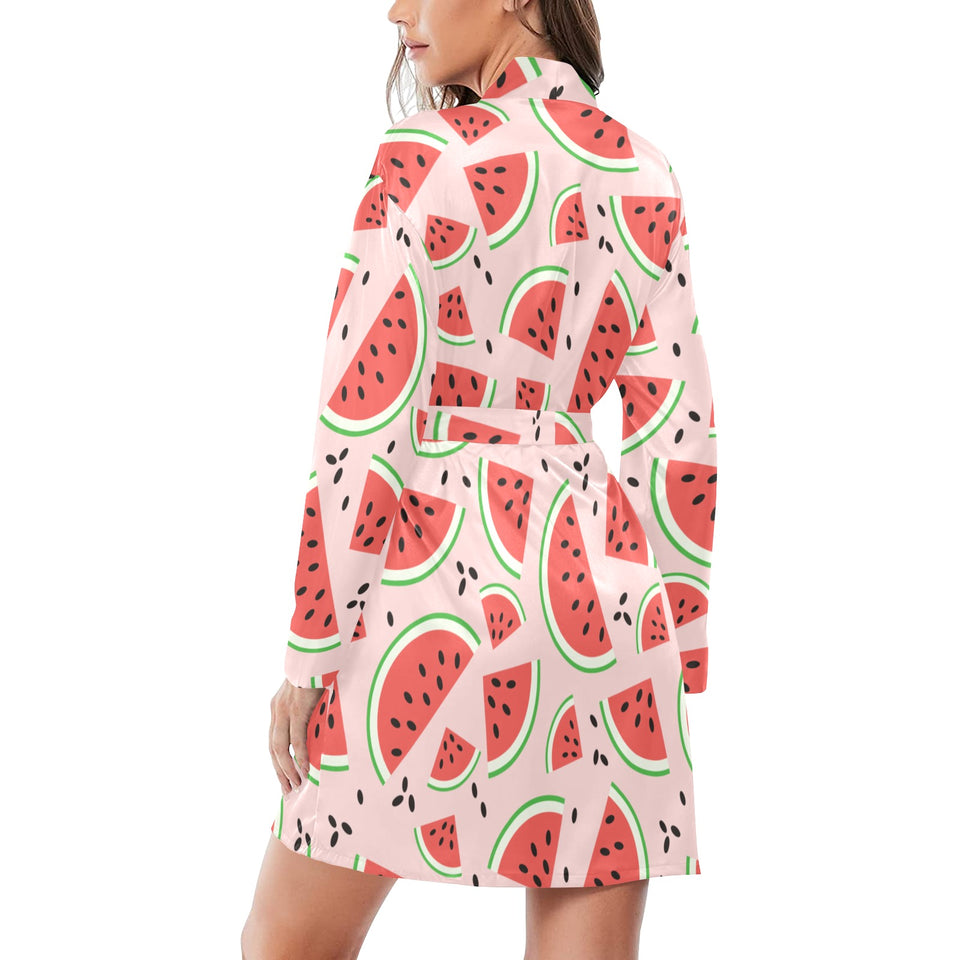 Watermelon pattern Women's Long Sleeve Belted Night Robe