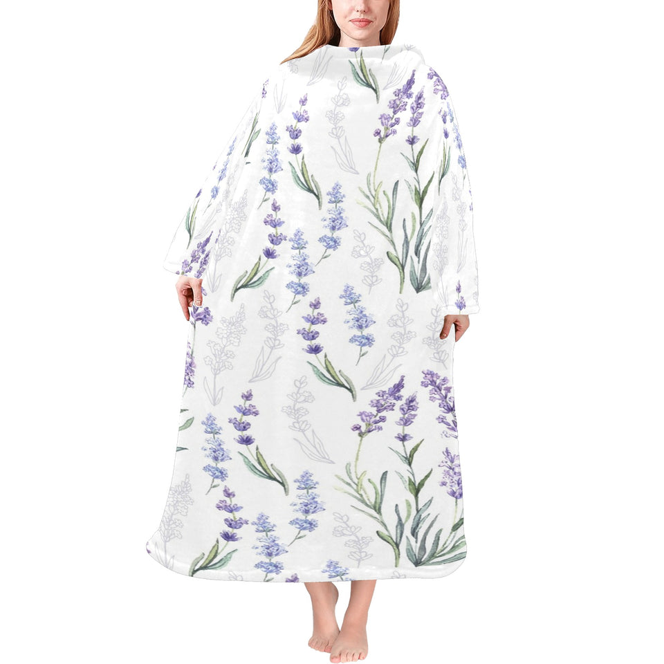 Hand painting Watercolor Lavender Blanket Robe with Sleeves