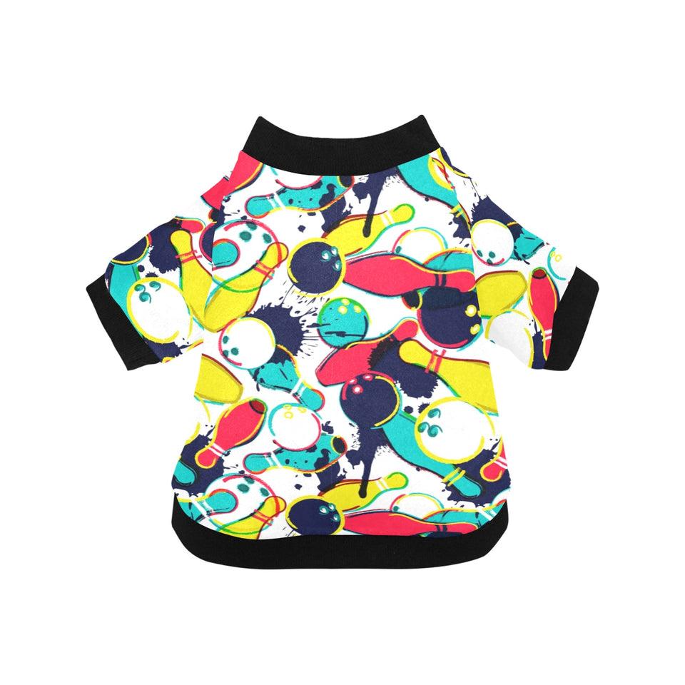 watercolor bowling ball pins All Over Print Pet Dog Round Neck Fuzzy Shirt