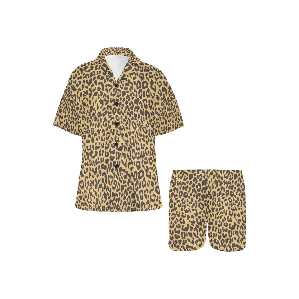 Leopard skin print Women's V-Neck Short Pajama Set