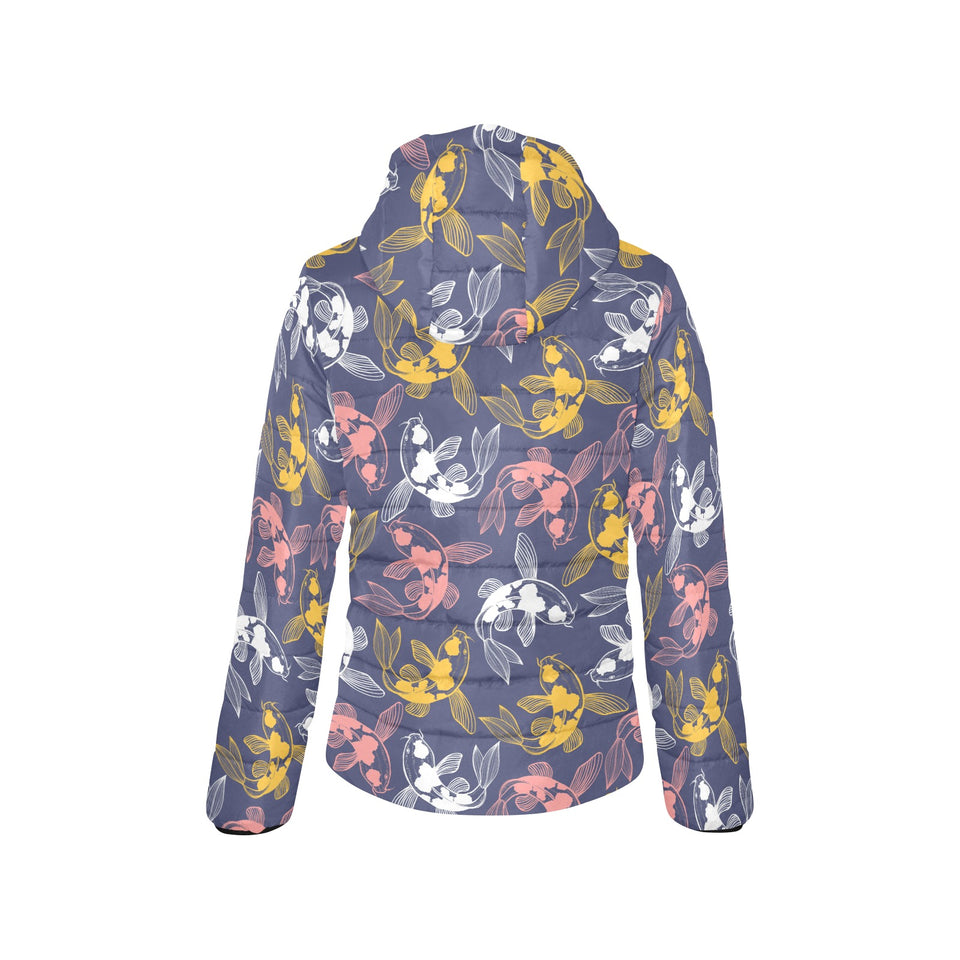 Koi Fish Carp Fish pattern Women's Padded Hooded Jacket