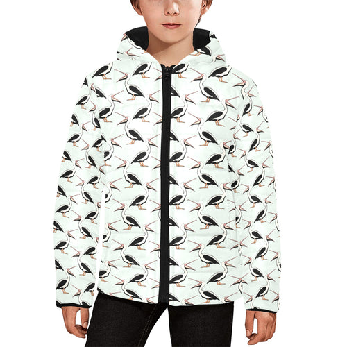 Pelican Pattern Print Design 02 Kids' Boys' Girls' Padded Hooded Jacket