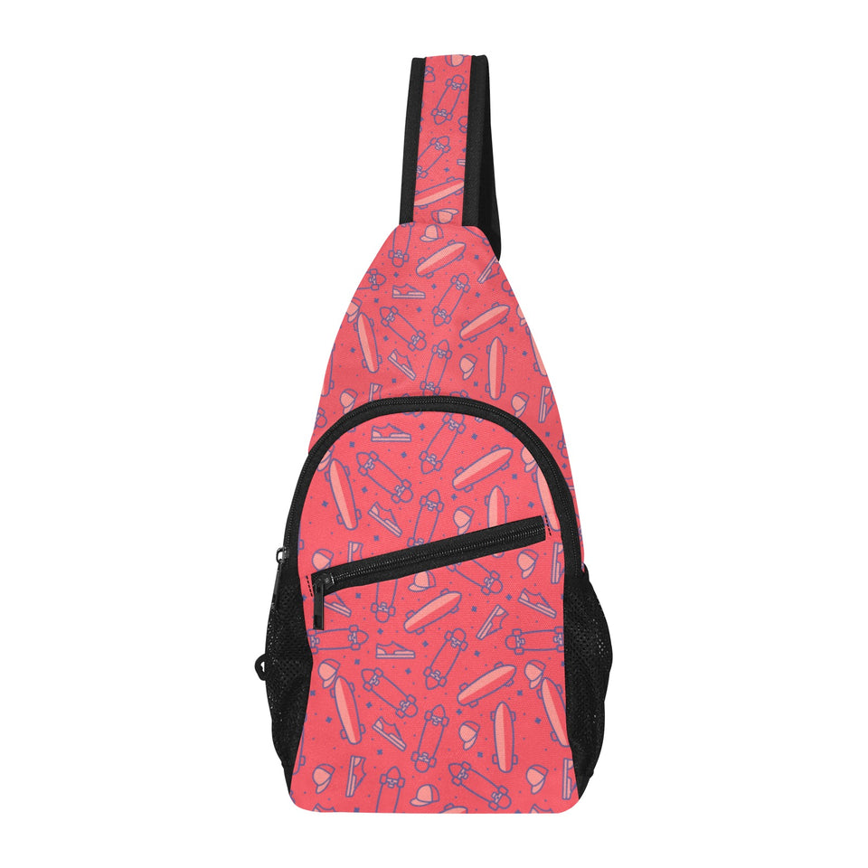Skate Board Pattern Print Design 01 All Over Print Chest Bag