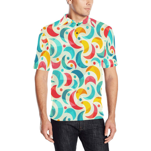 Colorful moon pattern Men's All Over Print Polo Shirt