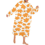 Orange Maple Leaf pattern Blanket Robe with Sleeves