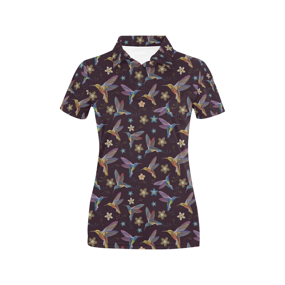 Hummingbird Pattern Print Design 04 Women's All Over Print Polo Shirt