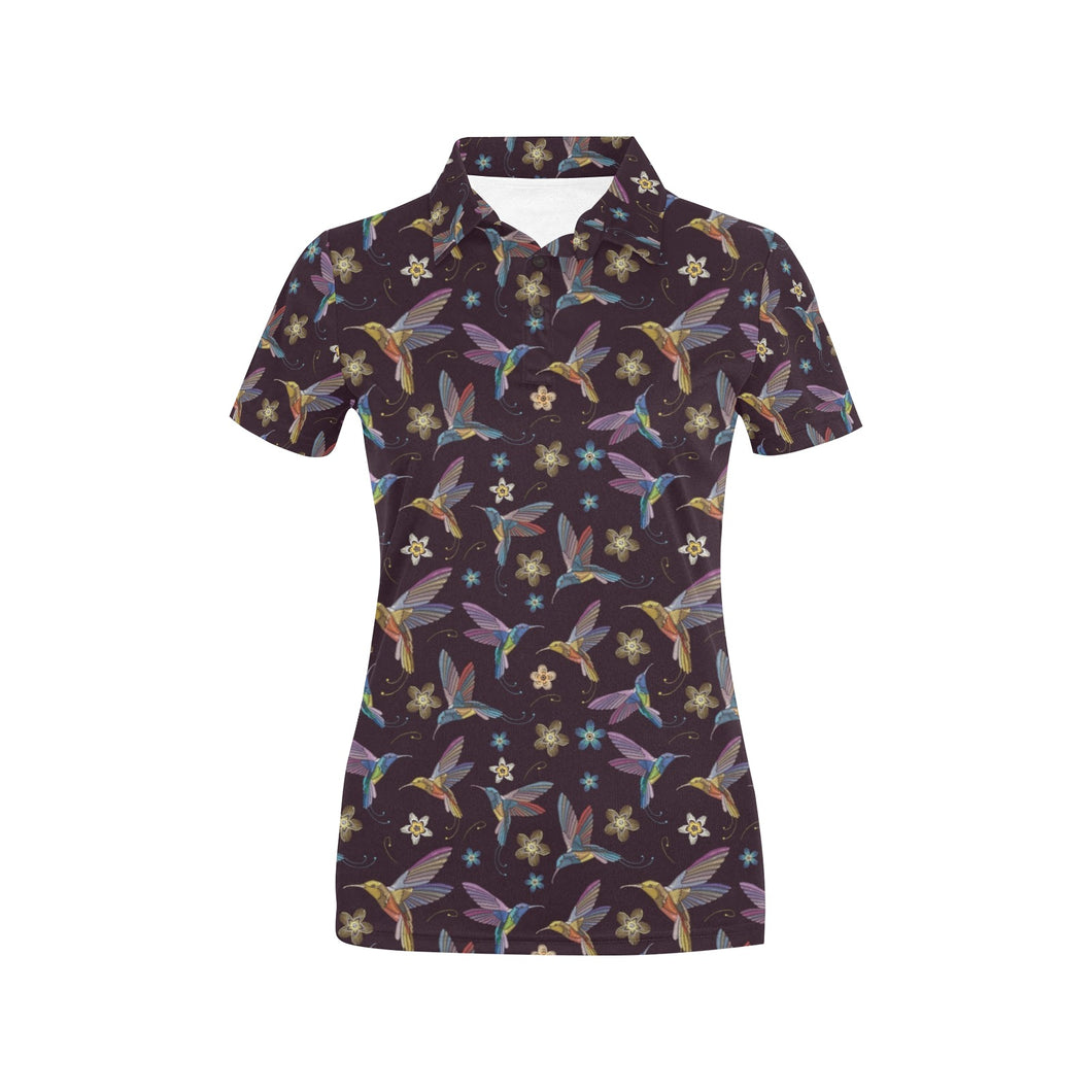 Hummingbird Pattern Print Design 04 Women's All Over Print Polo Shirt