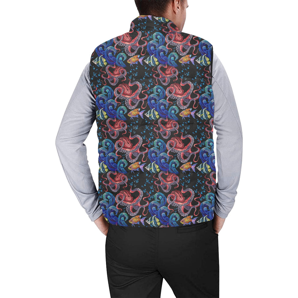 Octopus sea wave tropical fishe pattern Men's Padded Vest