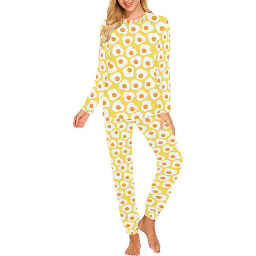 Fried Eggs Pattern Print Design 05 Women's All Over Print Pajama Set