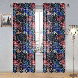 Octopus sea wave tropical fishe pattern Gauze Curtain