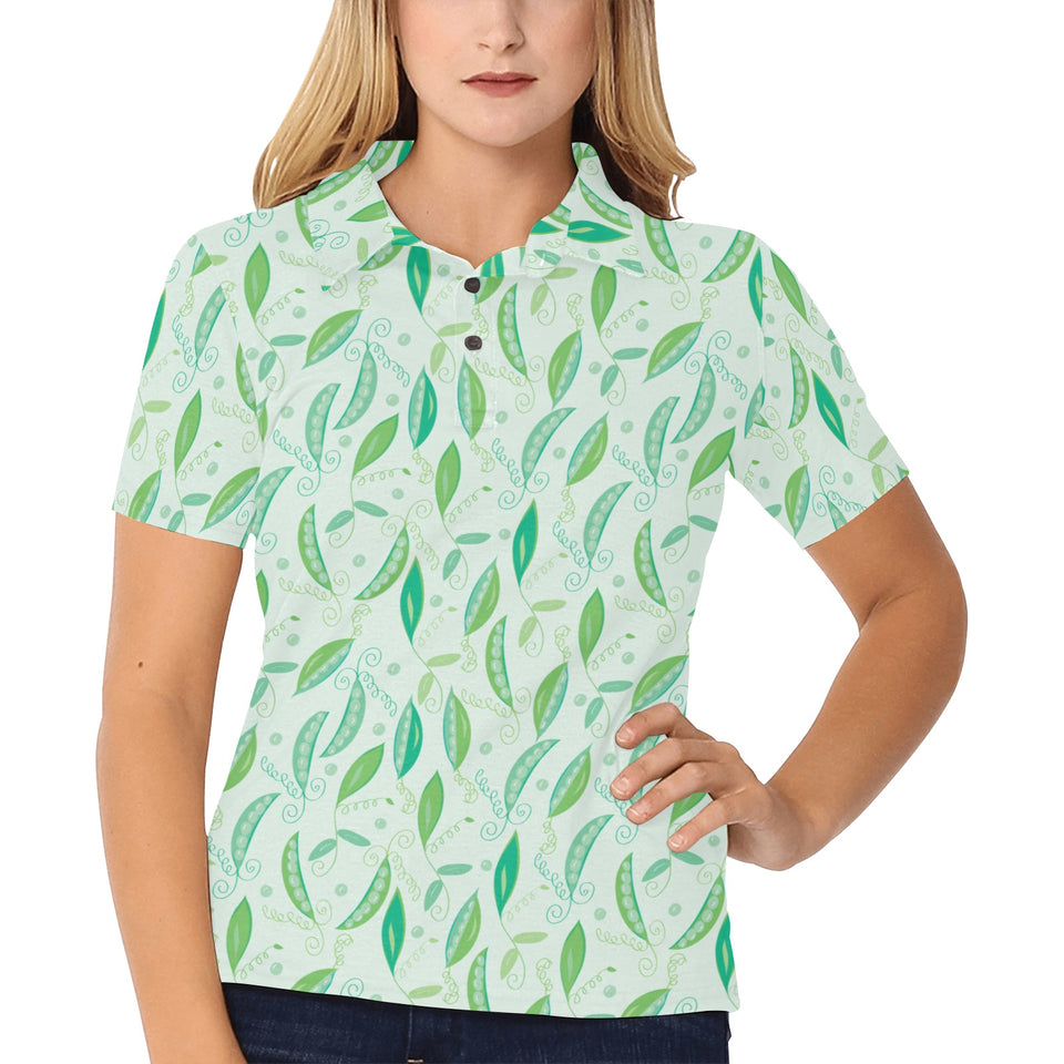Green Peas Pattern Print Design 01 Women's All Over Print Polo Shirt