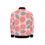 Grapefruit leaves flower pink background Kids' Boys' Girls' Bomber Jacket