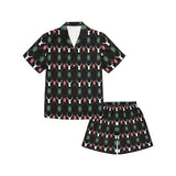Deer Christmas new year pattern argyle Kids' Boys' Girls' V-Neck Short Pajama Set