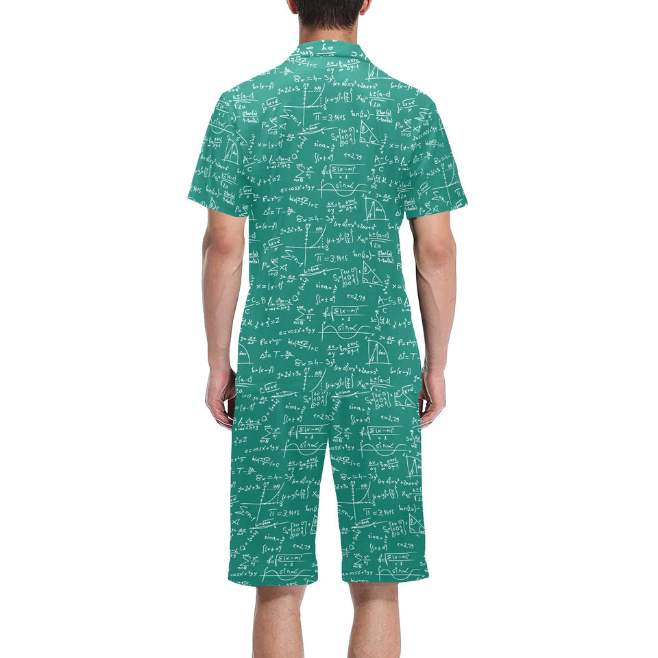 Math Pattern Print Design 01 Men's V-Neck Short Pajama Set