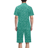 Math Pattern Print Design 01 Men's V-Neck Short Pajama Set