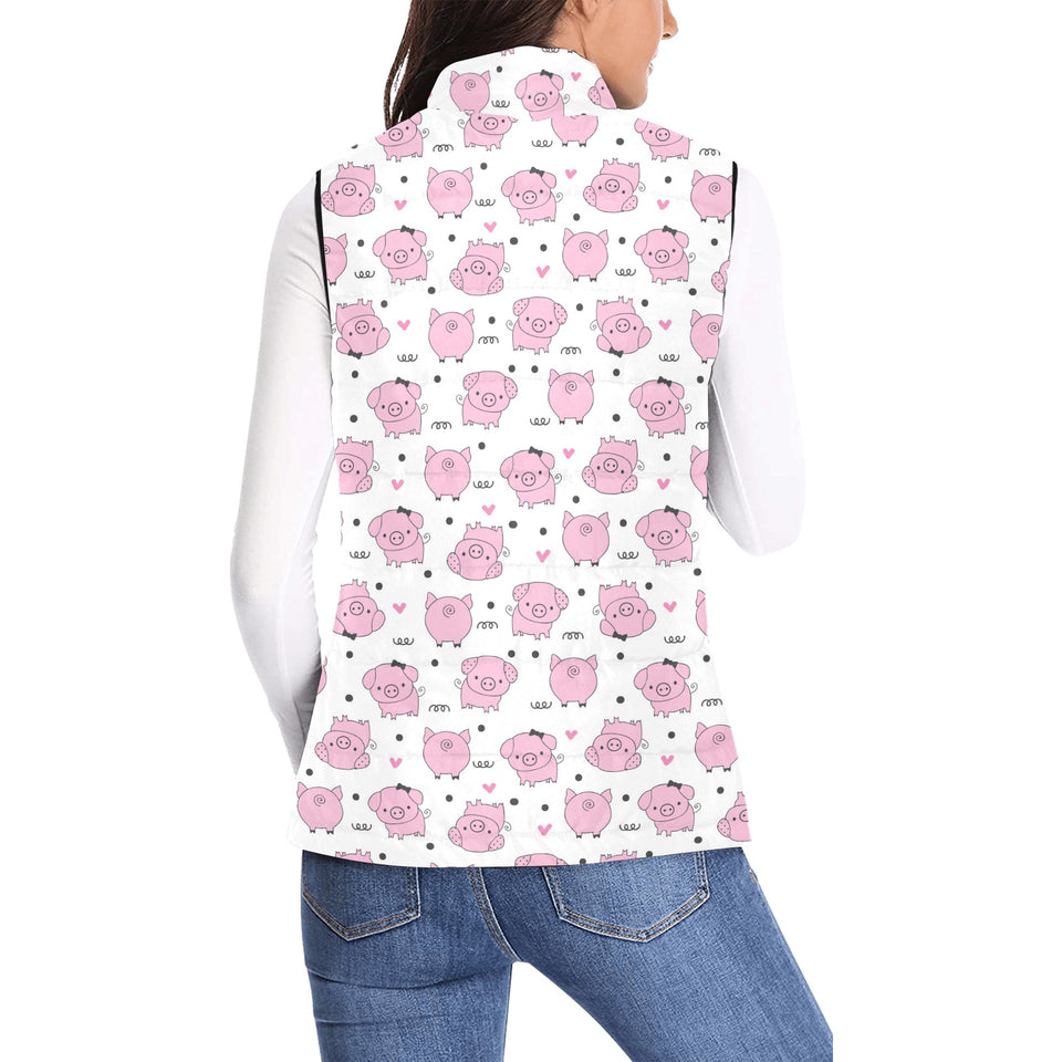 Pig Pattern Print Design 03 Women's Padded Vest