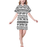 Camel polynesian tribal pattern Kids' Boys' Girls' V-Neck Short Pajama Set