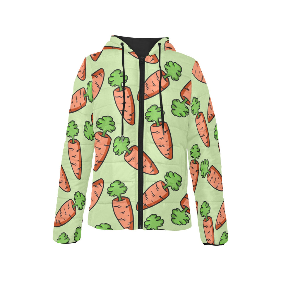 Carrot Pattern Print Design 05 Women's Padded Hooded Jacket
