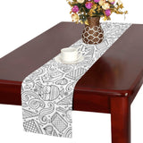 Cartoon hand drawn ice cream black white Table Runner