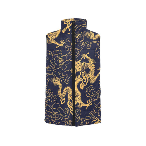 Gold dragon pattern Men's Padded Vest