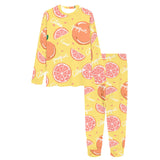 Grapefruit yellow background Women's All Over Print Pajama Set