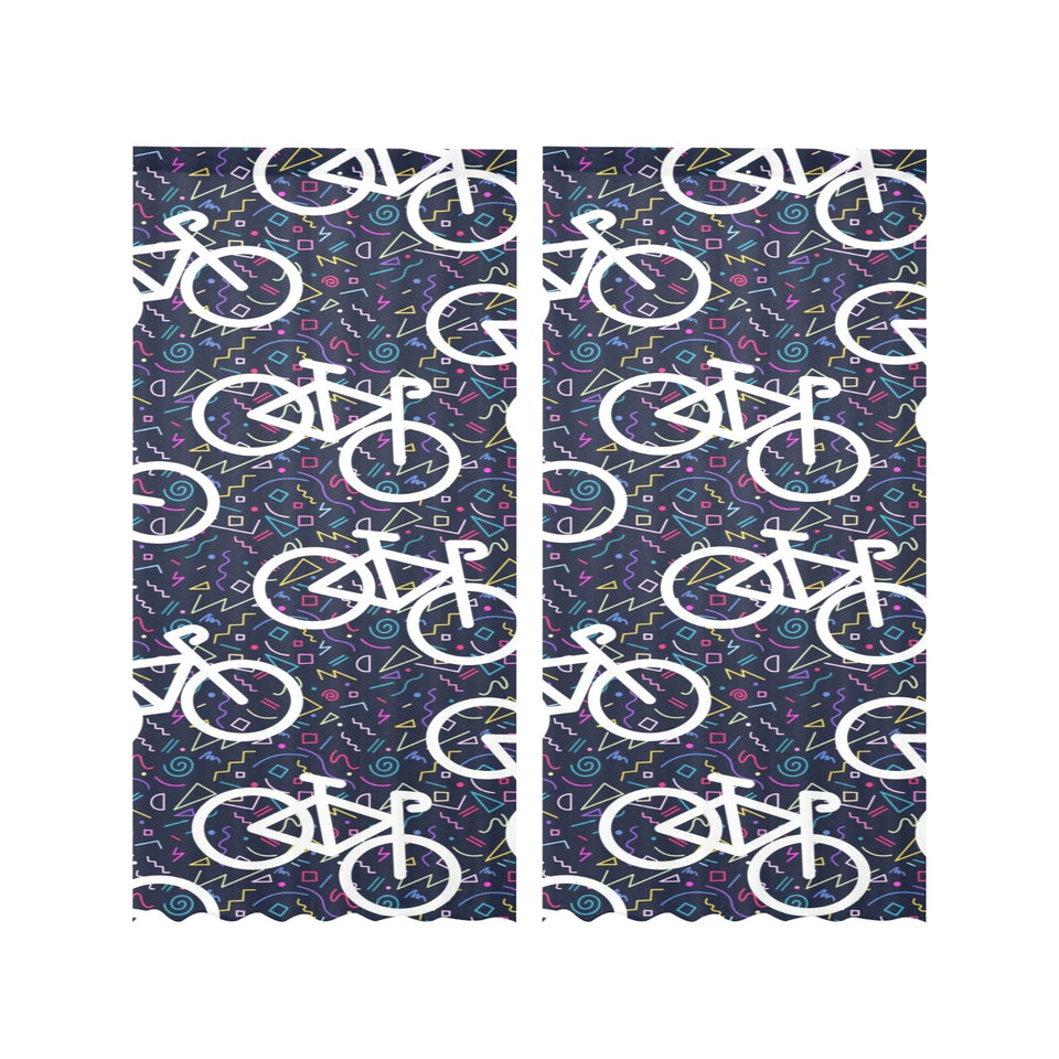 Bicycle Pattern Print Design 03 Gauze Curtain