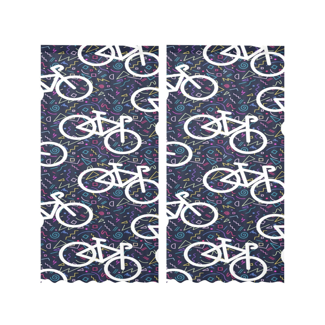 Bicycle Pattern Print Design 03 Gauze Curtain