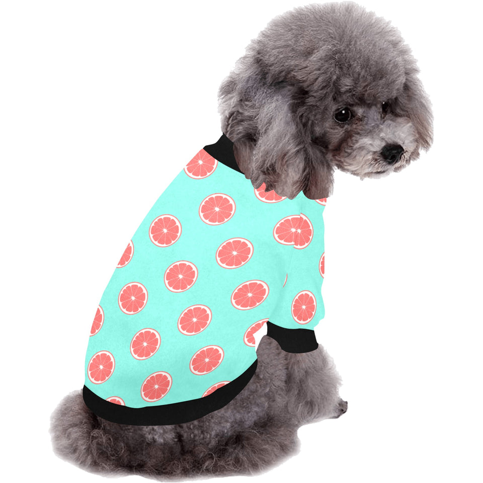 Grapefruit green background All Over Print Pet Dog Round Neck Fuzzy Shirt