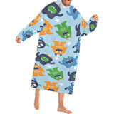 Alien Pattern Print Design 04 Blanket Robe with Sleeves