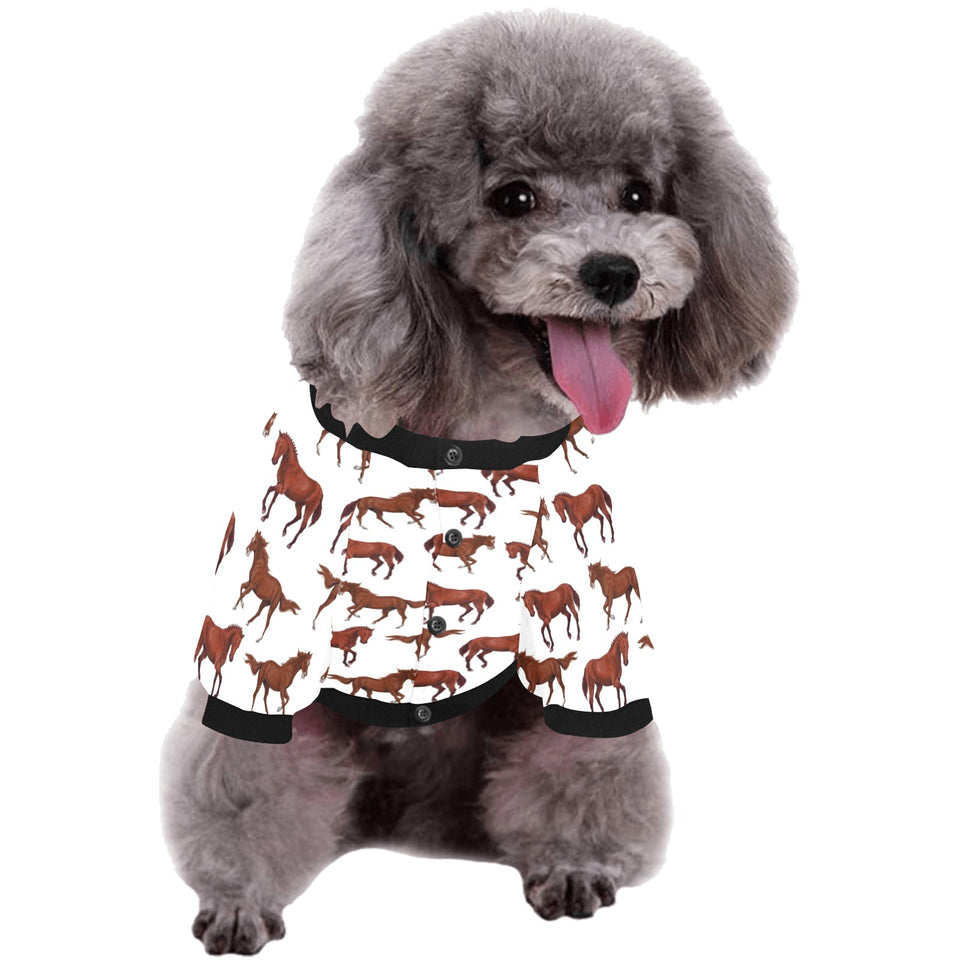 Horses running pattern background All Over Print Pet Dog Round Neck Fuzzy Shirt