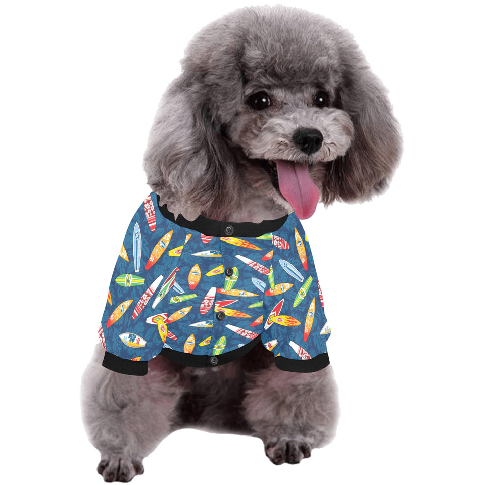 Surfboard Pattern Print Design 01 All Over Print Pet Dog Round Neck Fuzzy Shirt