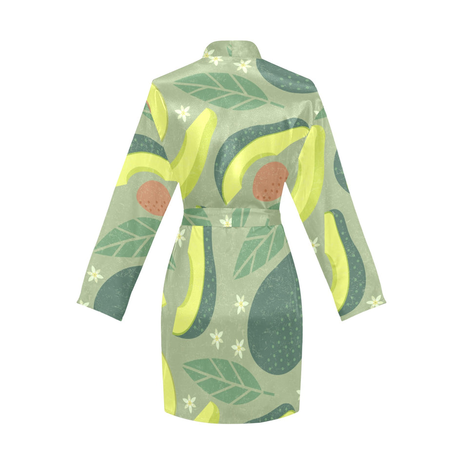 Avocado pattern Women's Long Sleeve Belted Night Robe