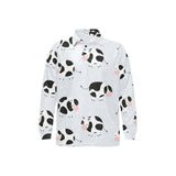 Cute cows pattern Men's Long Sleeve Polo Shirt