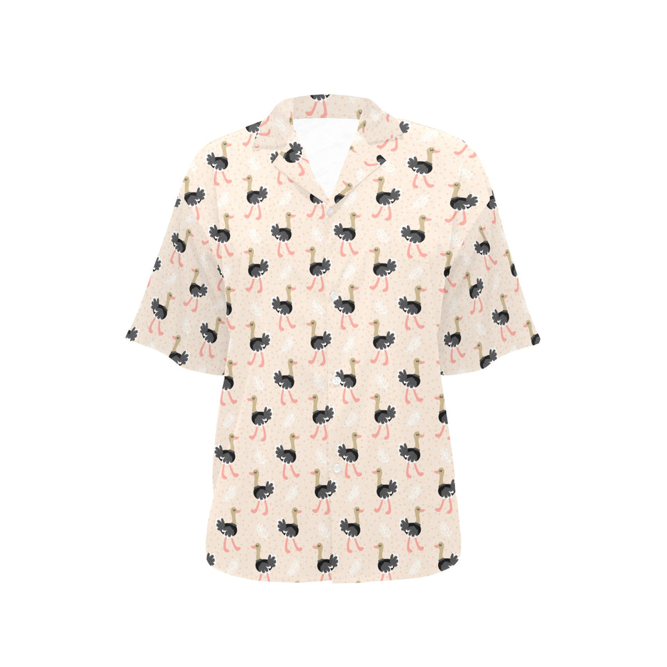 Ostrich Pattern Print Design 05 Women's All Over Print Hawaiian Shirt