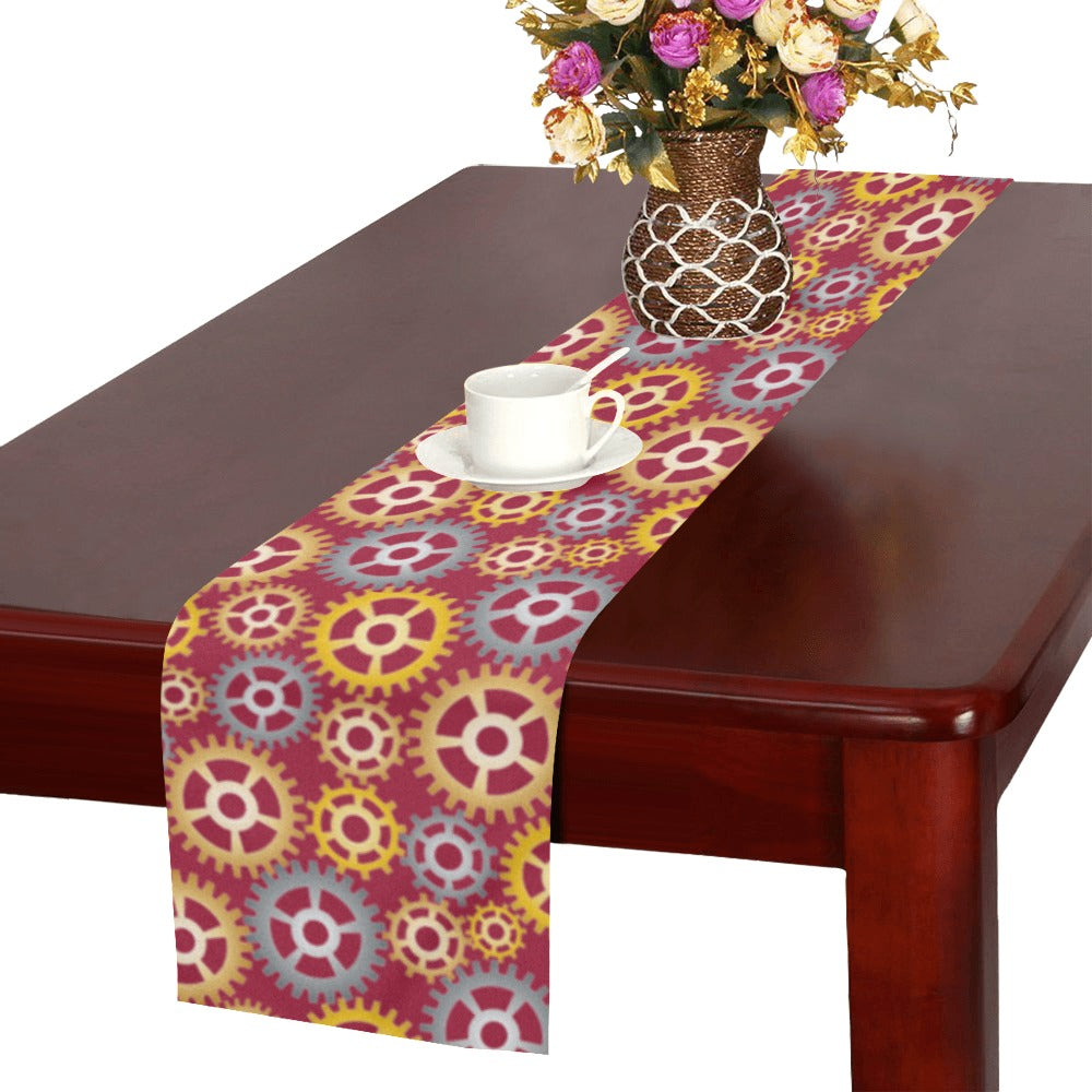 Gear Pattern Print Design 04 Table Runner