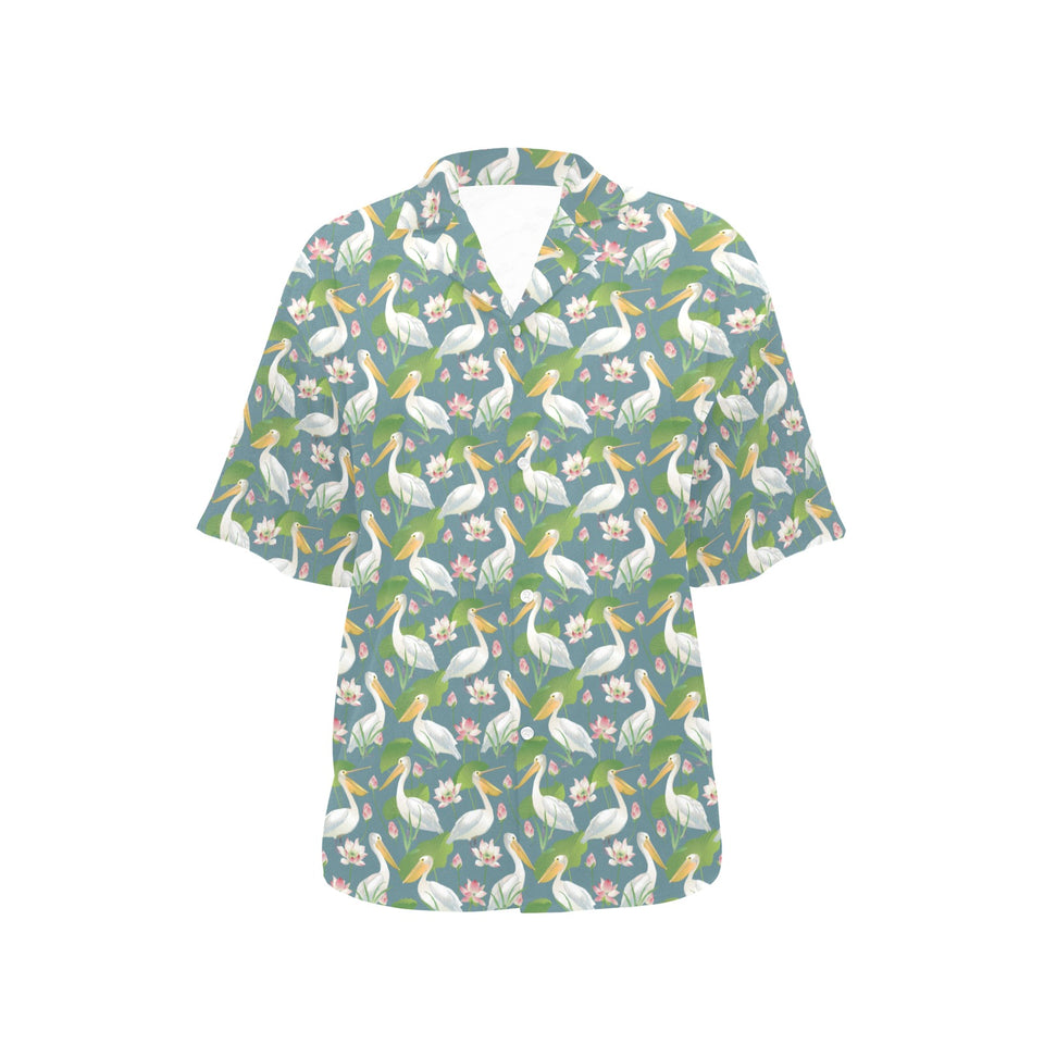 Pelican Pattern Print Design 04 Women's All Over Print Hawaiian Shirt