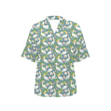 Pelican Pattern Print Design 04 Women's All Over Print Hawaiian Shirt