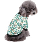 Cute sloths tropical palm leaves white background All Over Print Pet Dog Round Neck Fuzzy Shirt
