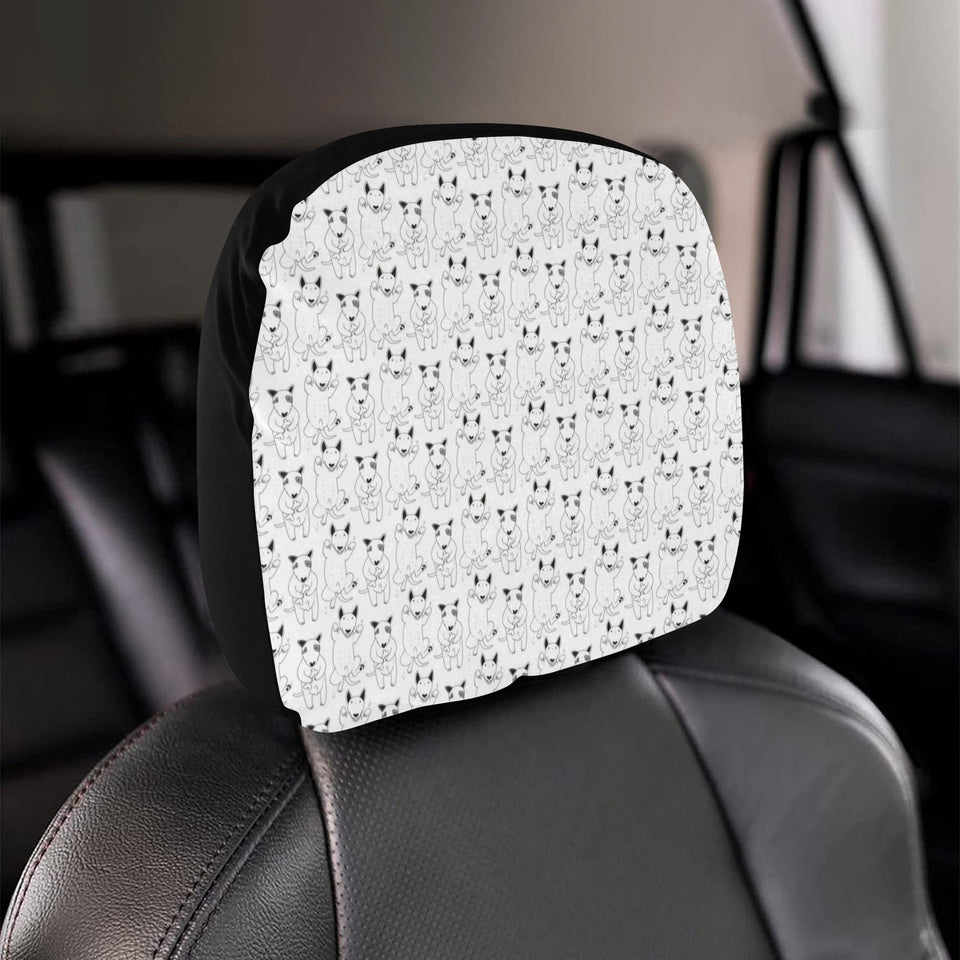 Bull Terrier Pattern Print Design 02 Car Headrest Cover