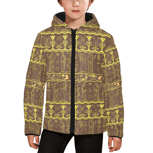 Egypt Hieroglyphics Pattern Print Design 03 Kids' Boys' Girls' Padded Hooded Jacket
