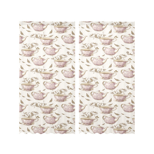 Tea pots Pattern Print Design 03 Gauze Curtain