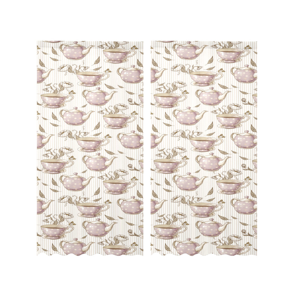 Tea pots Pattern Print Design 03 Gauze Curtain