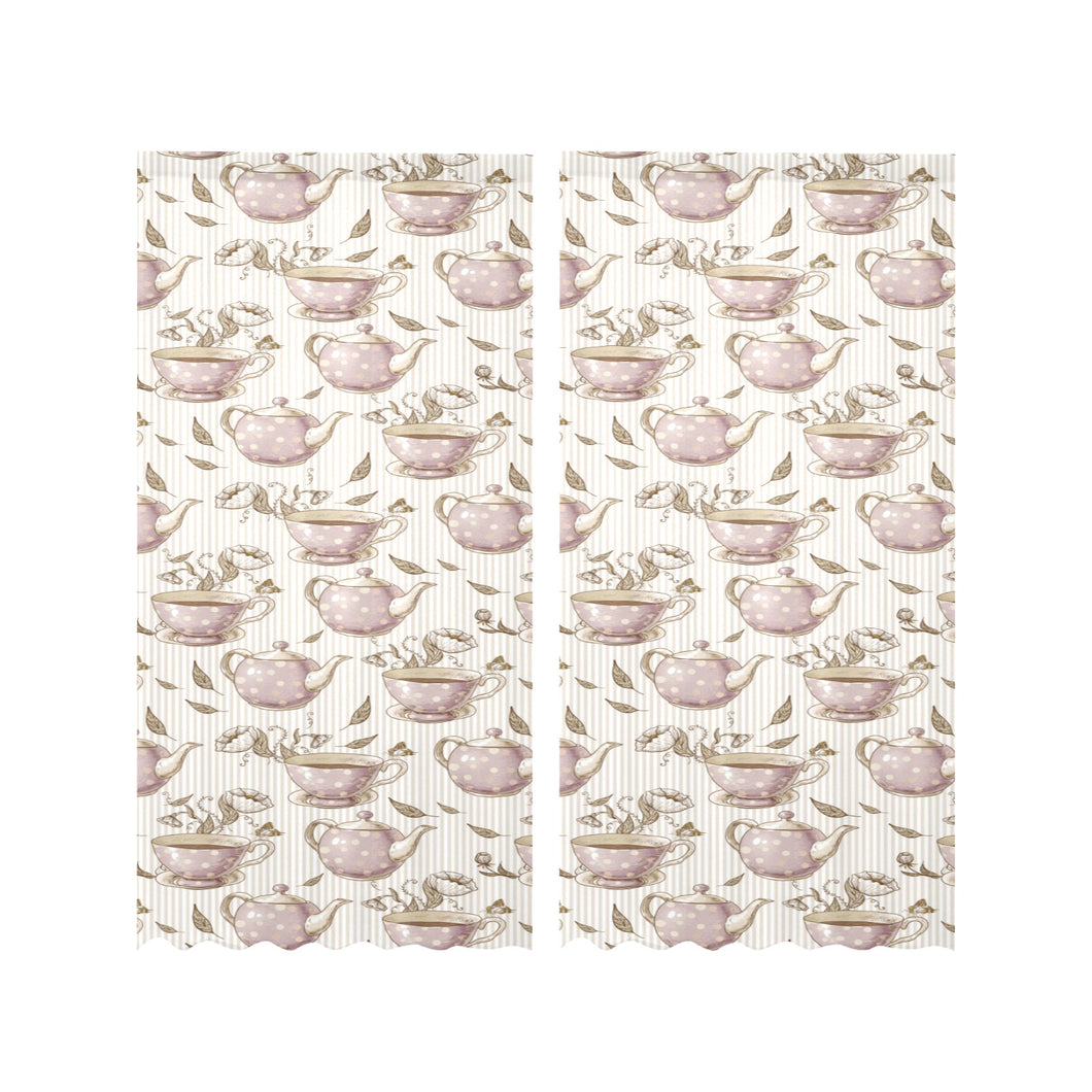 Tea pots Pattern Print Design 03 Gauze Curtain